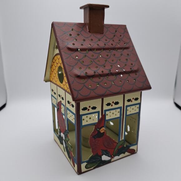 NEW Lenox Winter Greetings Metal Birdhouse Tea Light Candle Holder Cardinal Bird - Picture 7 of 11